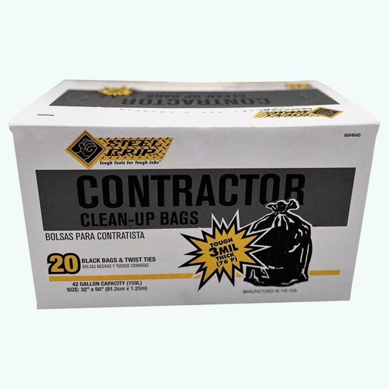 Steel Grip 3250A25SG 42 gal No Scent Contractor Bags Twist Tie 20 pk