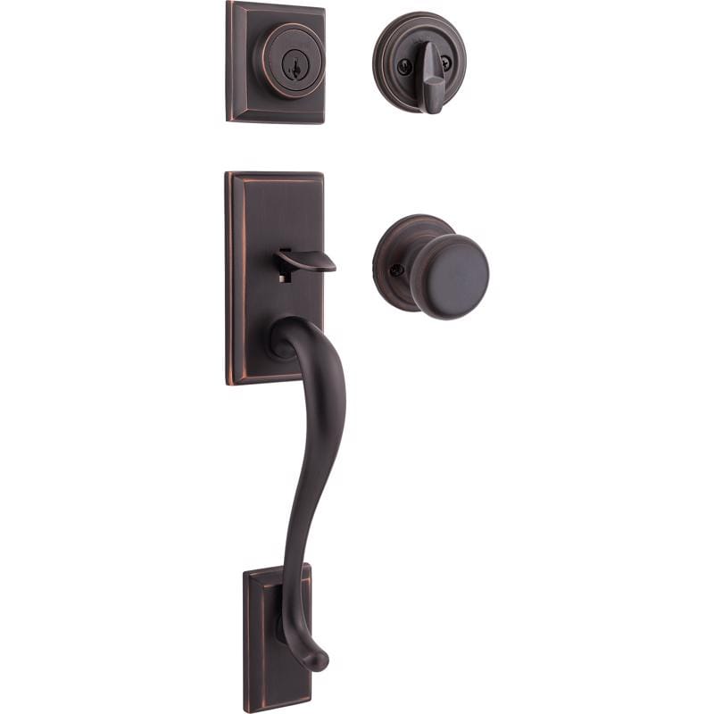 Kwikset 98001-432 Hawthorne Venetian Bronze Entry Handleset 1.75 in.
