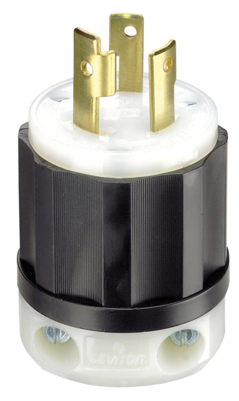 Leviton 02621-0BX Industrial Thermoplastic Curved Blade/Ground Locking Plug L6-30P 16-8 AWG 2 Pole 3 Wire