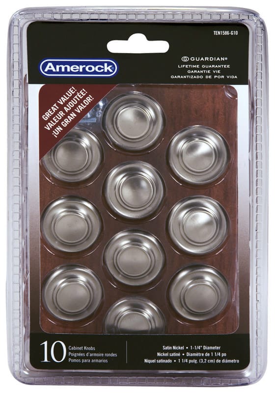 Amerock TEN1586G10 Inspirations Round Cabinet Knob 1-1/4 in. D 1 in. Satin Nickel 10 pk