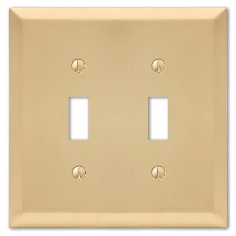 Amerelle 163TTSB Century Satin Brass 2 gang Stamped Steel Toggle Wall Plate 1 pk