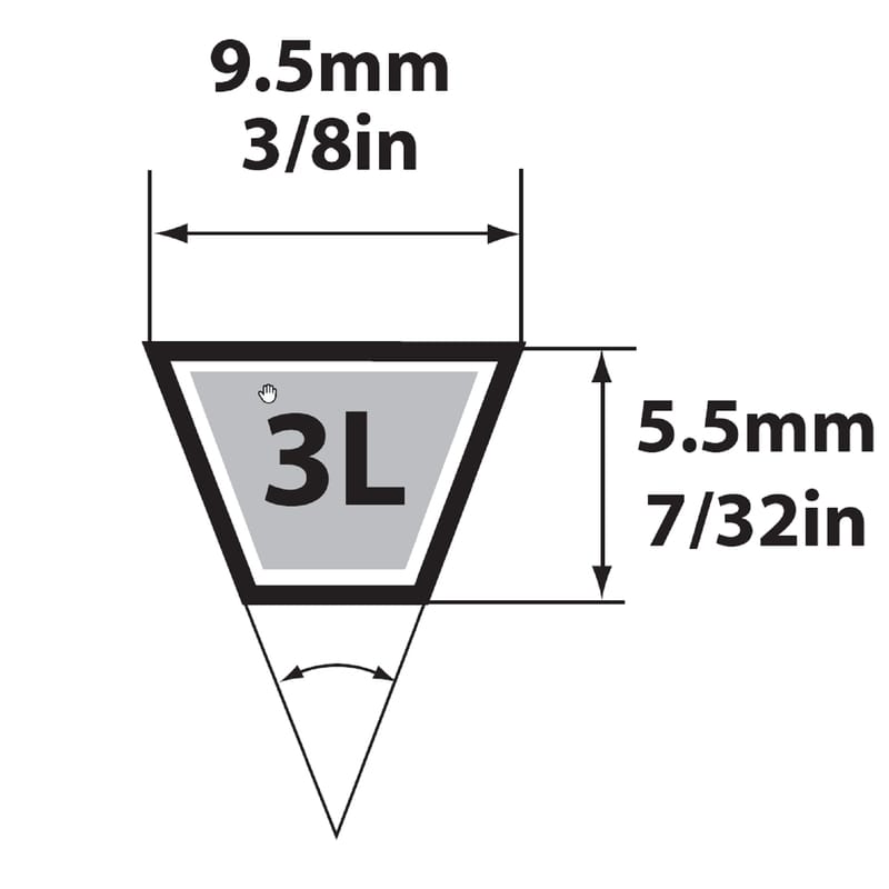 Mitsuboshi 3L380A FHP General Utility V-Belt 0.38 in. W X 38 in. L For Fractional Horsepower Motors
