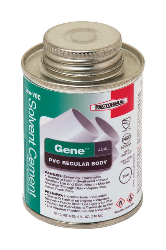 RectorSeal 55901 Gene Clear Solvent Cement For PVC 4 oz
