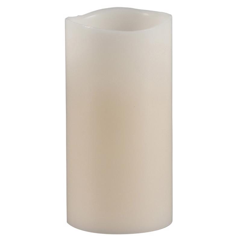 Gerson 33076 Everlasting Glow Bisque Vanilla Scent Wavy Edge Pillar Flameless Flickering Candle