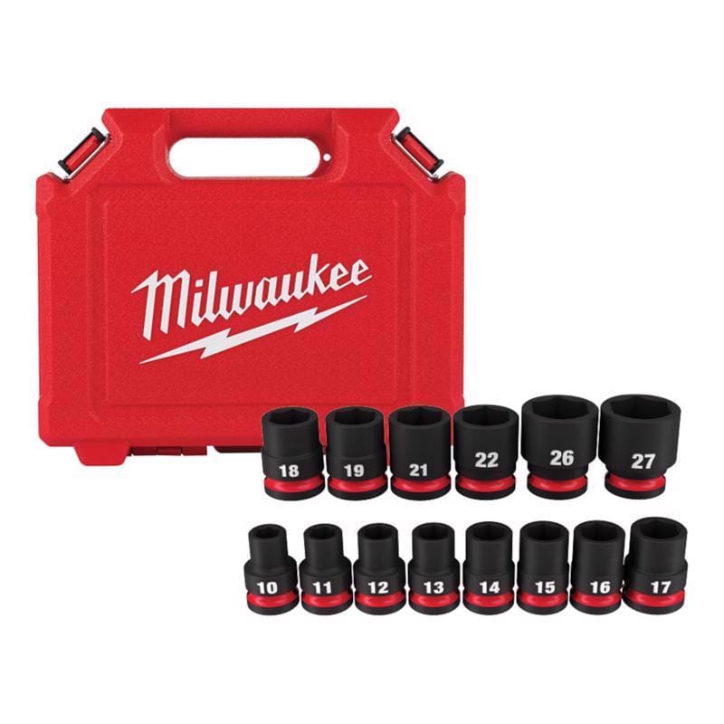Milwaukee 49-66-7013 SHOCKWAVE 1/2 in. drive Metric 6 Point Impact Rated Shallow Socket Set 14 pc