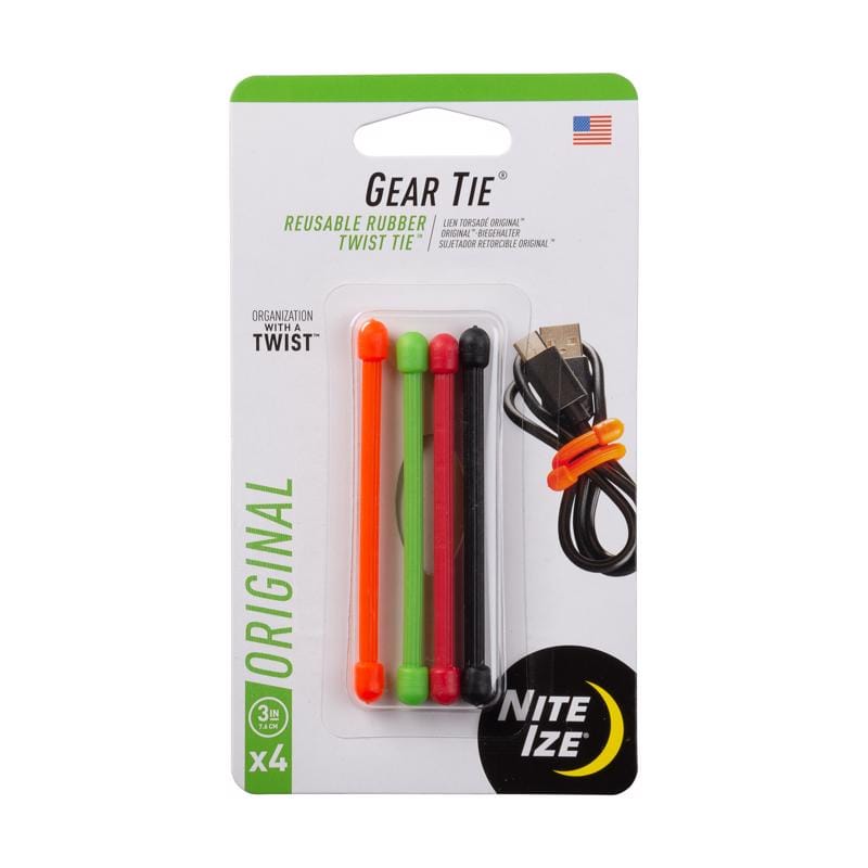 Nite Ize GT3-4PK-A1 Gear Tie 3 in. L Assorted Twist Ties 4 pk