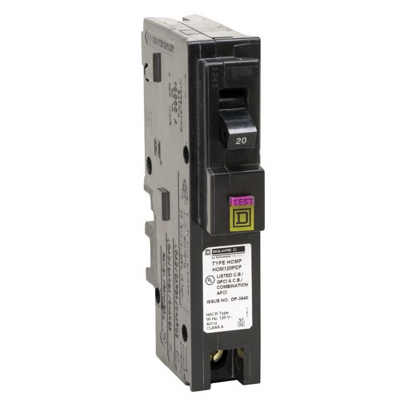 Square D HOM120PDFC 20 amps Arc Fault/Ground Fault Single Pole Circuit Breaker