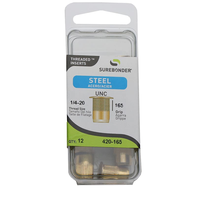 Surebonder 420-165 Threaded Insert 1/4 in. D X 1/8 in. Steel Rivets Gold 12 pk