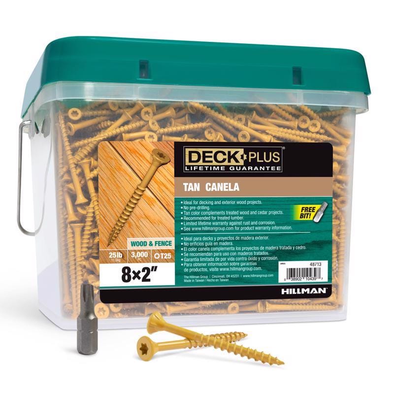 Hillman 48713 Deck Plus No. 8 Ga. X 2 in. L Tan Star Flat Head Exterior Deck Screws 26 lb 3125 pk