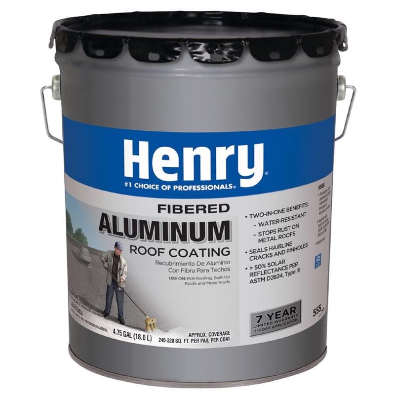Henry HE555019 Matte Aluminum Fibered Aluminum Fibered Aluminum Roof Coating 4.75 gal