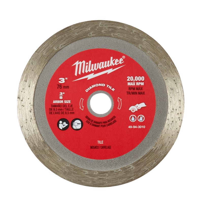 Milwaukee 49-94-3010 3 in. D X 3/8 in. X 0.04 in. thick Diamond Tile Blade 1 pc