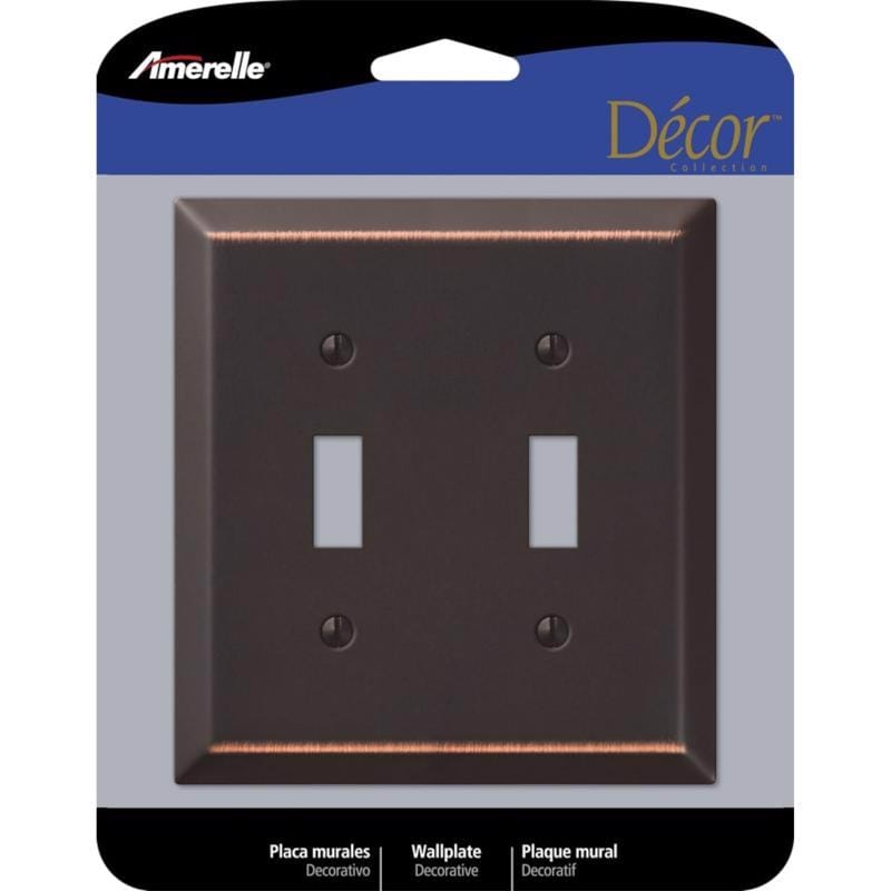 Amerelle 163TTDB Century Antique Bronze 2 gang Stamped Steel Toggle Wall Plate 1 pk