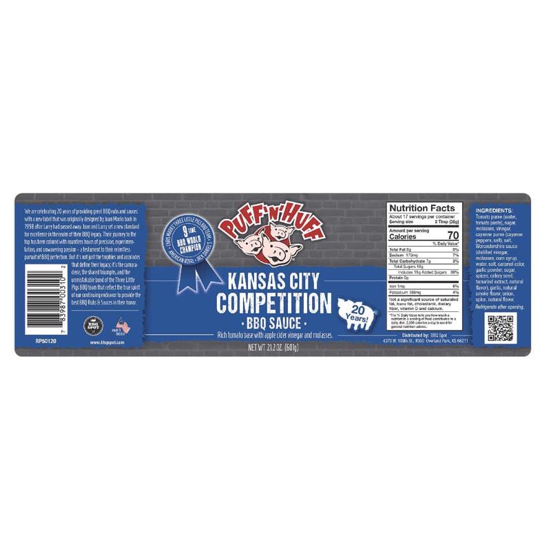 Three Little Pigs OW00310 Puff N Huff Competition BBQ Sauce 21.2 oz