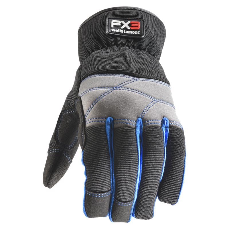 Wells Lamont 7851GXL FX3 Men's Indoor/Outdoor Work Gloves Black/Blue XL 1 pair