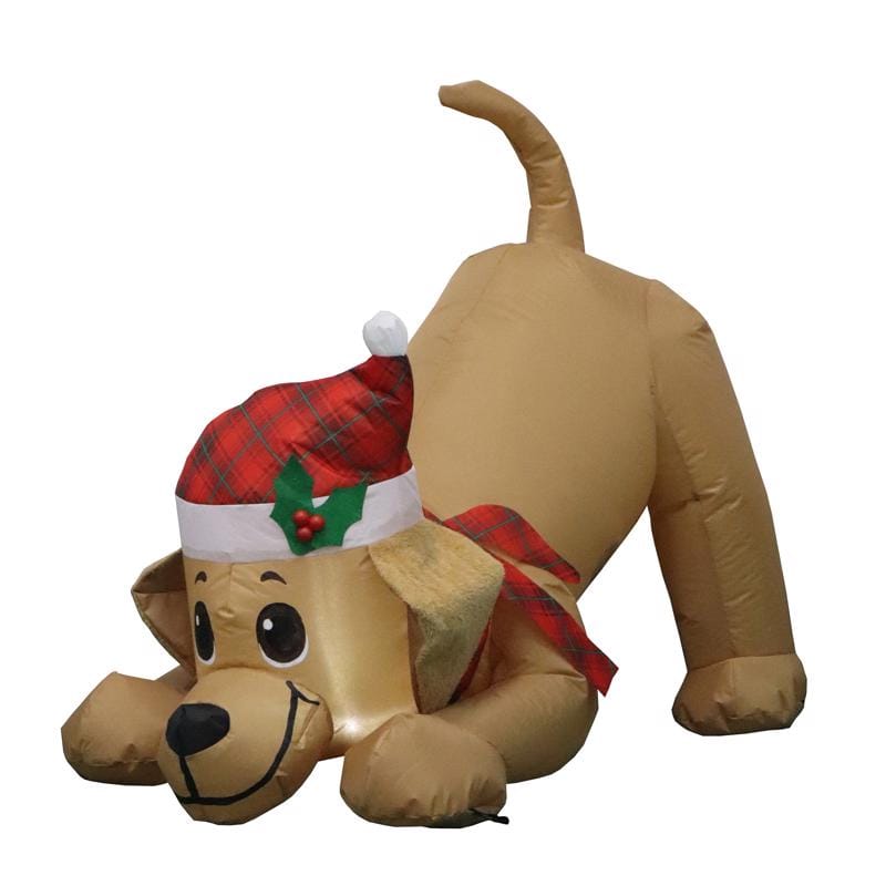 Celebrations 26MY036 Yellow Dog with Santa Hat 6 ft. Inflatable
