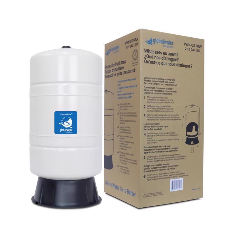 Global Water Solutions PWN-US-80LV PressureWave 21.1 gal Pre-Charged Vertical Pressure Well Tank