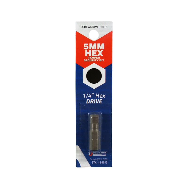 Best Way Tools B86816 Hex 5 mm X 1 in. L Tamper-Proof Security Bit Carbon Steel 1 pc