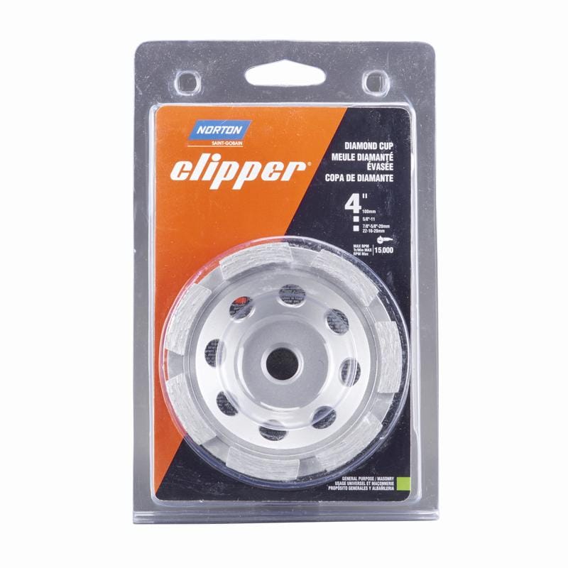 Norton 70184682555 Clipper 4 in. D X 5/8-11 in. X 0.210 in. thick Classic Cup Wheel 1 pk