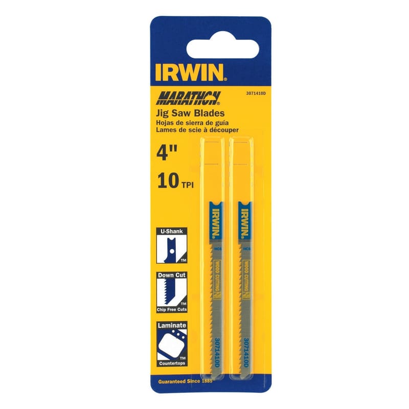 Irwin 3071410D Marathon 4 in. Carbon Steel U-Shank Jig Saw Blade 10 TPI 2 pk