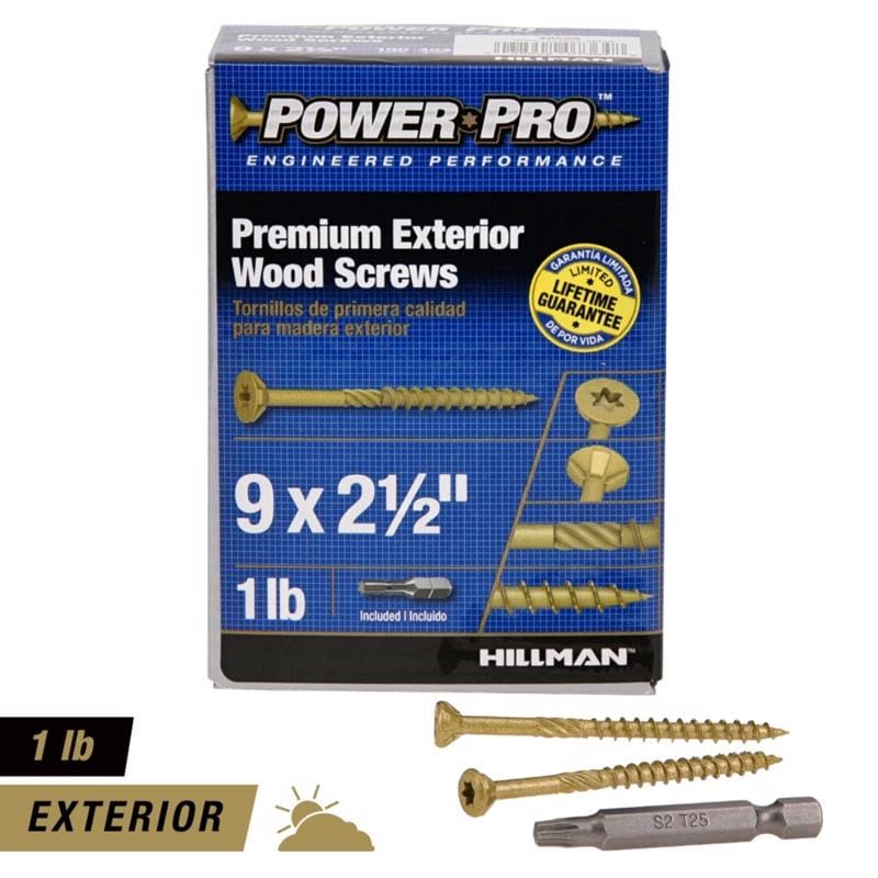 Hillman 48599V4 Power Pro No. 9 in. X 2-1/2 in. L Bronze Star Flat Head Premium Deck Screws 1 lb 88 pk