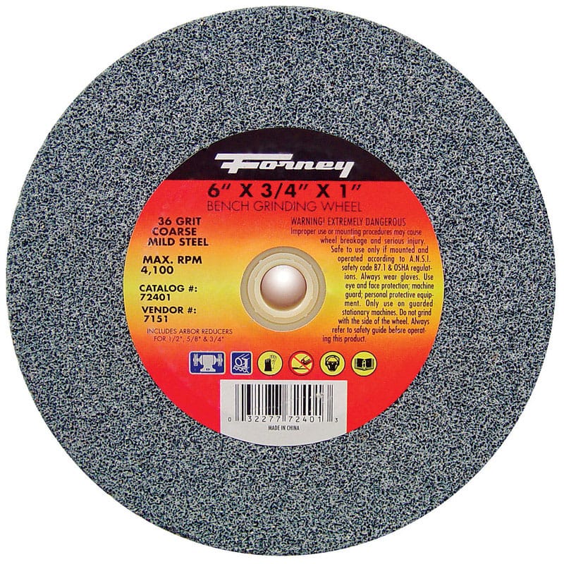 Forney 72401 6 in. D X 1 in. in. X 3/4 in. thick Bench Grinding Wheel 1 pc