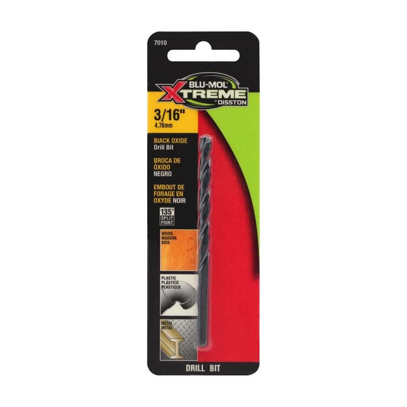 Blu-Mol Xtreme E0217010 3/16 in. High Speed Steel Drill Bit 1 pk
