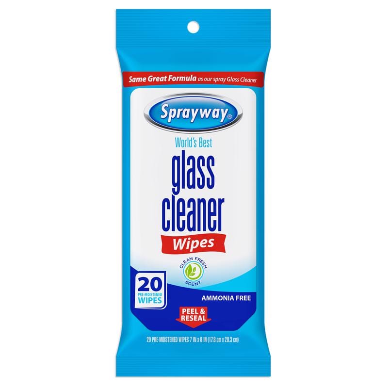 Sprayway 1000047371 Fresh Scent Glass Cleaner 20 pk Wipes