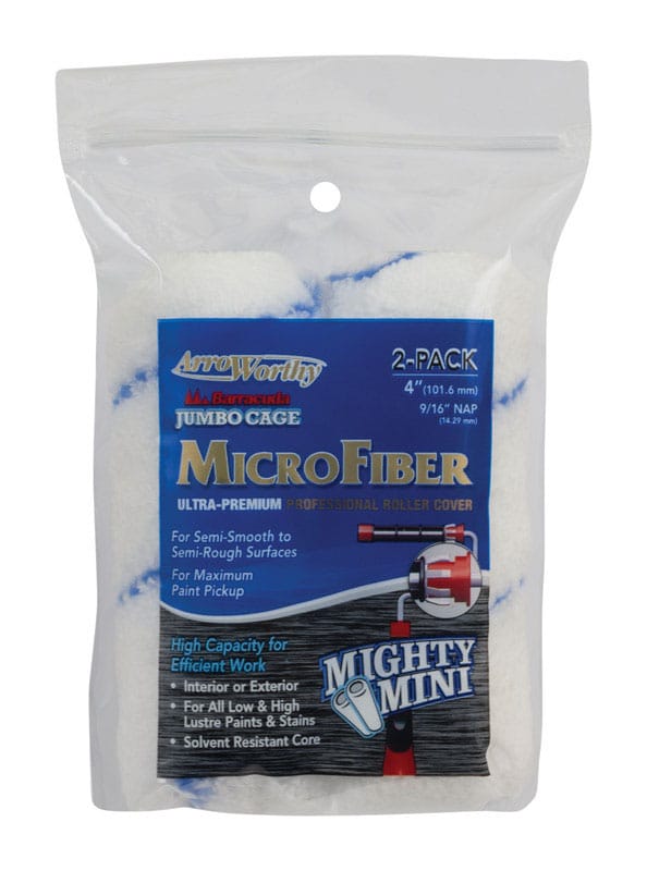 ArroWorthy 4-MFR4JCT/ 0400 Barracuda Microfiber 4 in. W X 9/16 in. Jumbo Paint Roller Cover 2 pk