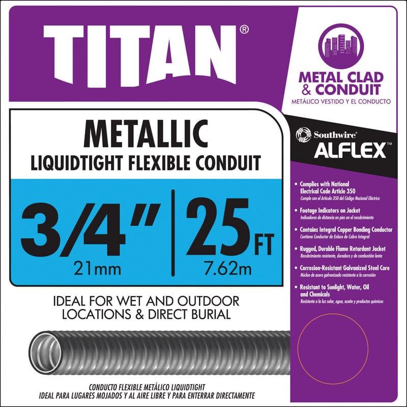 Southwire 55082721 3/4 in. D X 25 ft. L PVC Flexible Electrical Conduit For LFMC