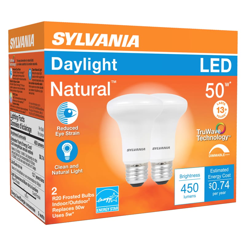 Sylvania 40790 Natural R20 E26 (Medium) LED Bulb Daylight 50 Watt Equivalence 2 pk
