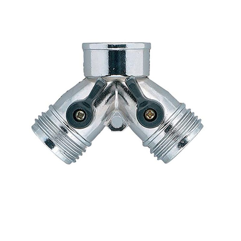 Orbit 58061N Zinc Threaded 2 Male/1 Female Y-Hose Connector with Shut Offs