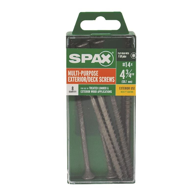 Spax 4191670601202 No. 14 in. X 4-3/4 in. L Gray Star Flat Head Deck Screws 8 pk