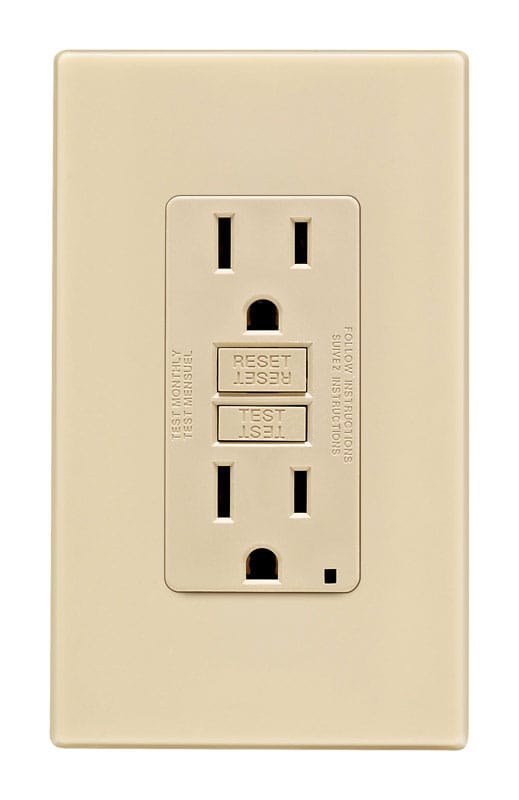 Leviton GFNT1-0PI SmartlockPro 15 amps 125 V Duplex Ivory GFCI Outlet 5-15R 1 pk
