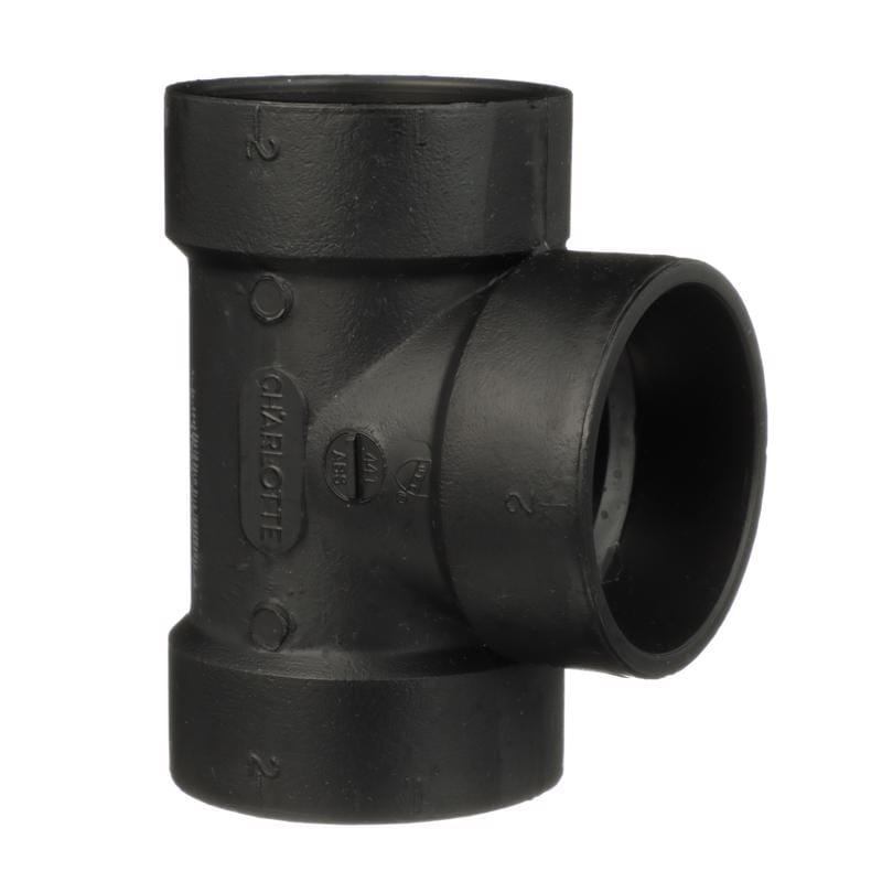 Charlotte Pipe ABS004410800 2 in. Hub X 2 in. D Hub ABS Vent Tee