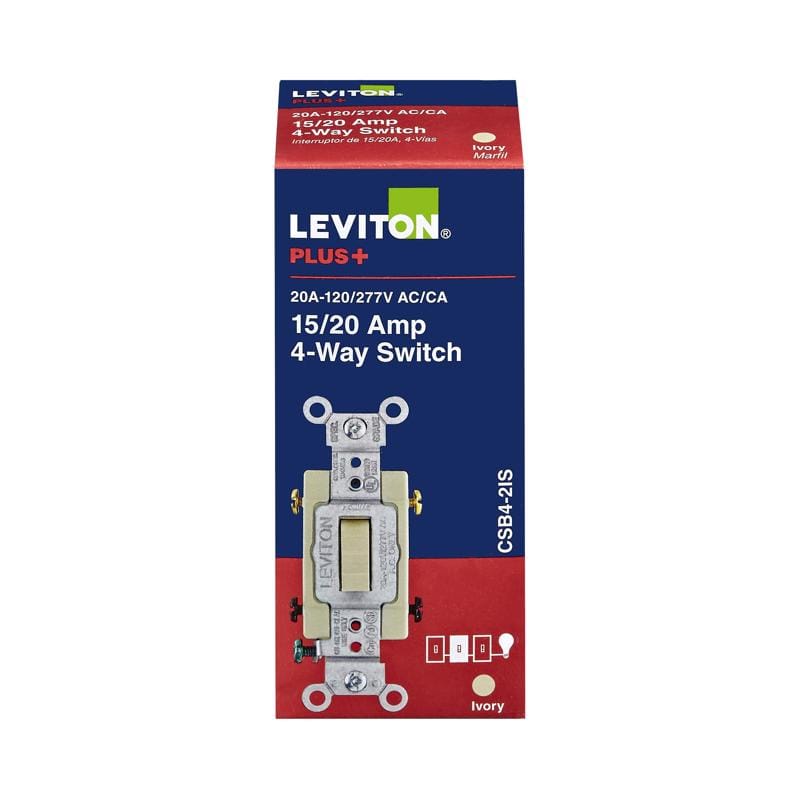 Leviton 0CSB4-2IS 20 amps 4-Way Toggle AC Quiet Switch Ivory 1 pk