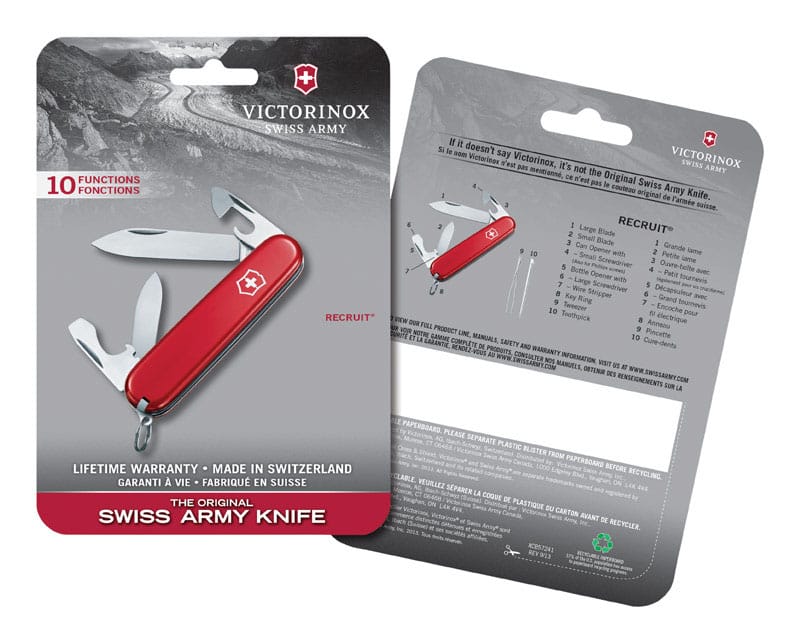 Victorinox 0.2503.B1 Recruit Red 420 HC Stainless Steel 3-4 in. Multi-Function Knife