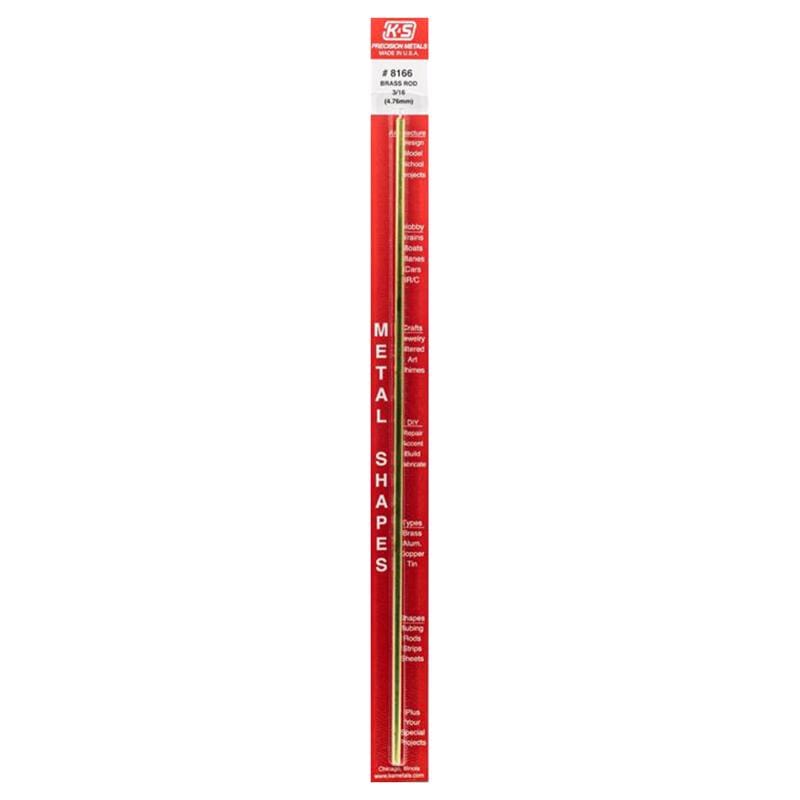 K&S 8166 3/16 in. D X 12 in. L Brass Rod 1 pk