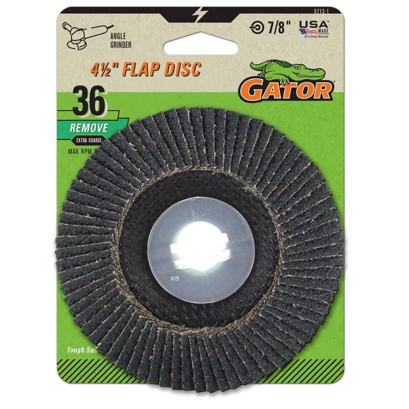 Gator 9713 4-1/2 in. D X 7/8 in. Zirconia Aluminum Oxide Flap Disc 36 Grit 1 pk