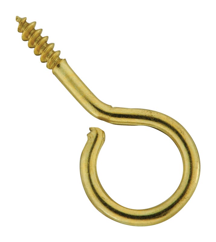 National Hardware N119-321 0.08 in. D X 1-1/16 in. L Polished Brass Screw Eye 5 lb. cap. 6 pk
