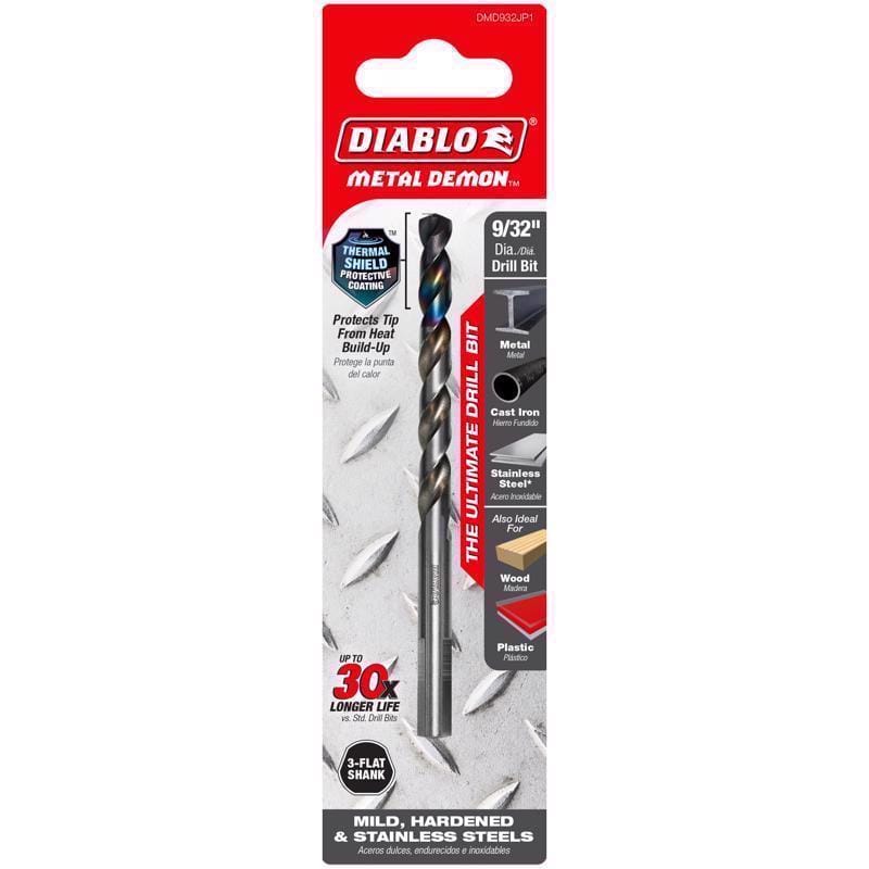 Diablo DMD932JP1 Metal Demon 9/32 in. X 4.3 in. L Stainless Steel Drill Bit 3-Flat Shank 1 pc