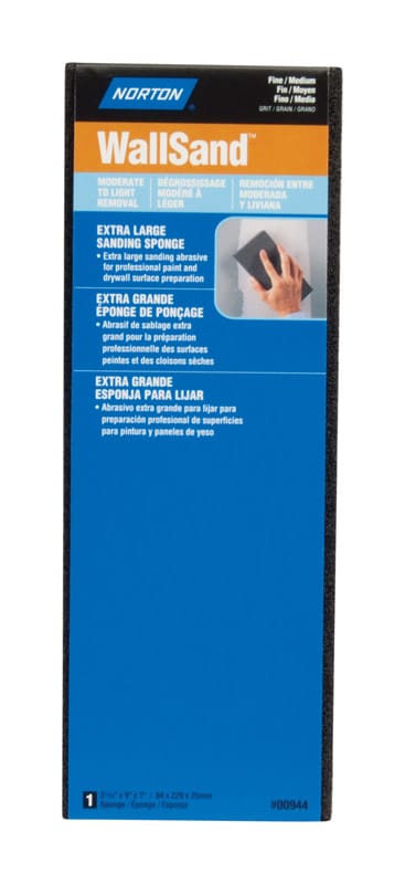 Norton 07660700944 WallSand 9 in. L X 3.31 in. W X 1 in. 80/120 Grit Fine/Medium Extra Large Sanding Sponge
