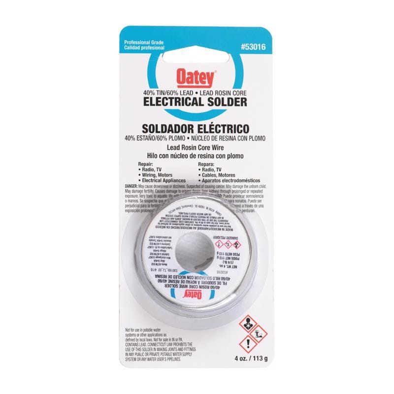 Oatey 53016 4 oz Rosin Core Solder Wire 0.063 in. D Tin/Lead 40/60 1 pc