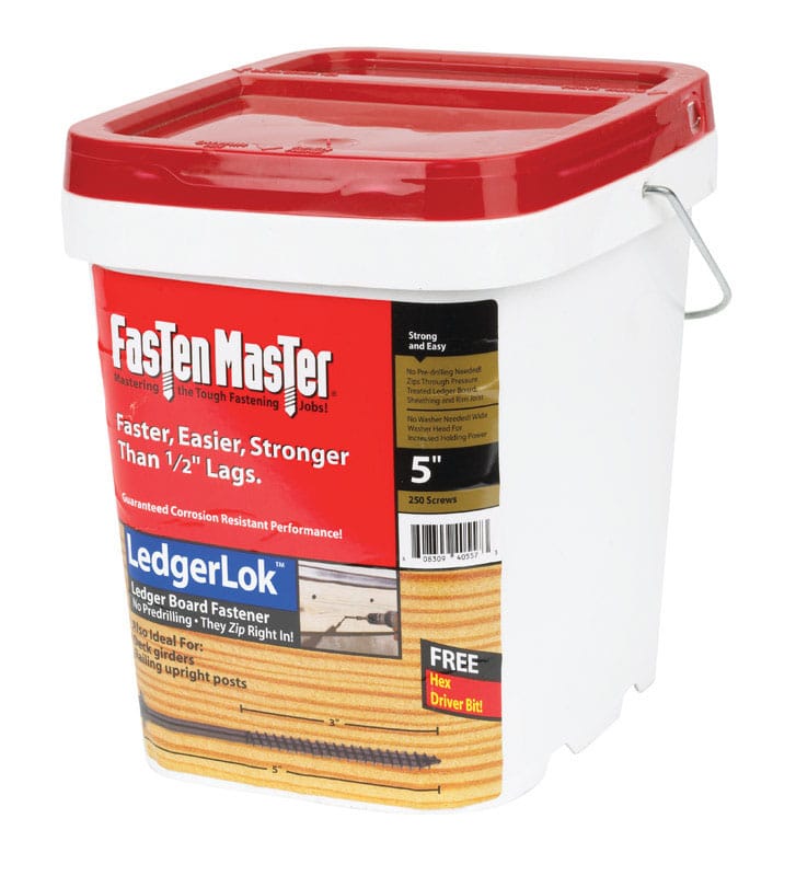 FastenMaster FMLL005B-250 LedgerLok No. 0 X 5 in. L Hex Hex Washer Head Deck Screws 250 pk