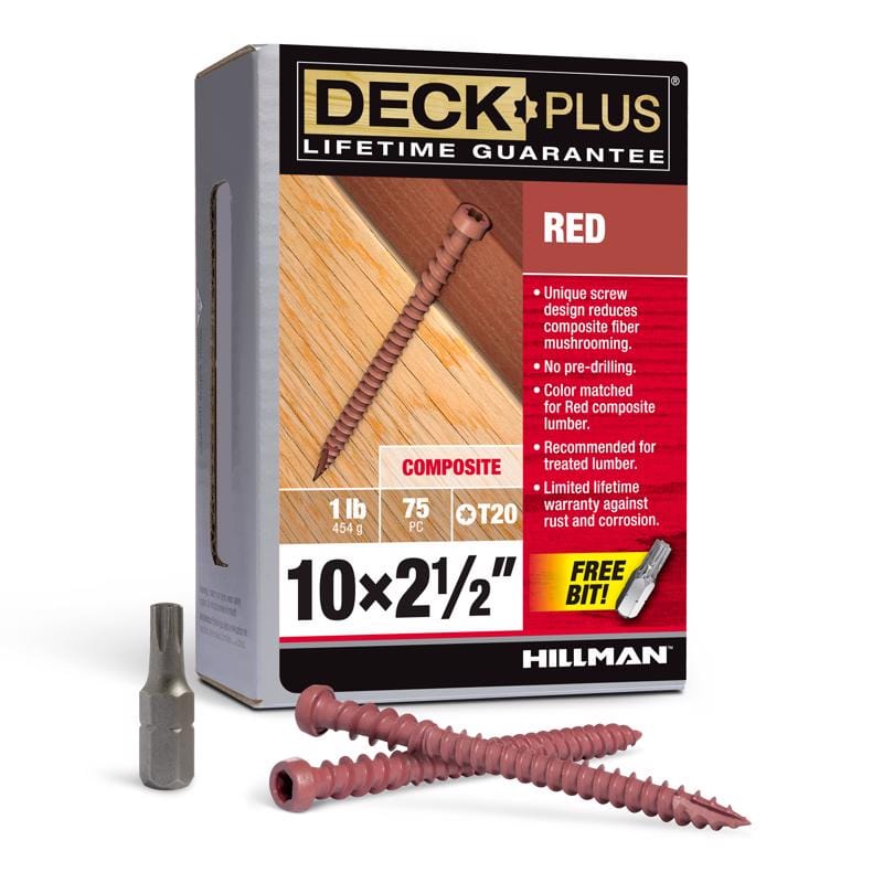 Hillman 48457 Deck Plus No. 10 Ga. X 2-1/2 in. L Red Star Flat Head Composite Deck Screws 1 lb 75 pk