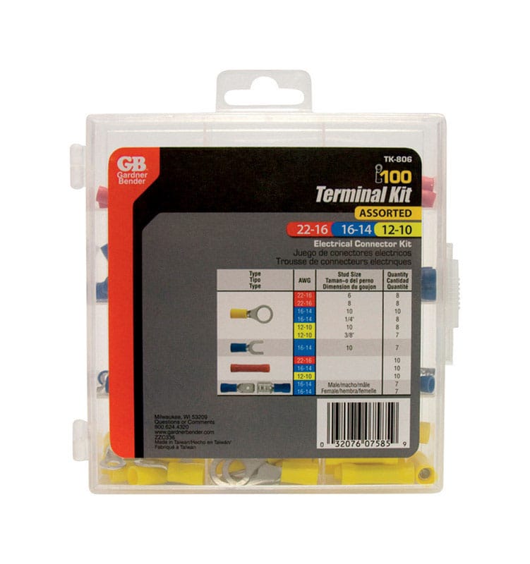 Gardner Bender TK-806 22-10 Ga. Insulated Wire Terminal Kit with Reusable Case Assorted 100 pk