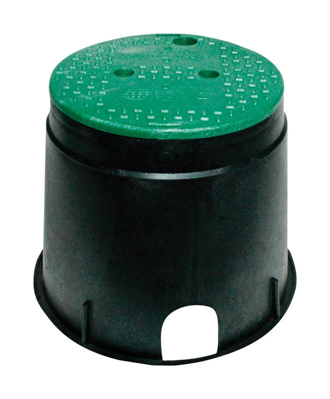 NDS 111BC 12-13/16 in. W X 12-13/16 in. D X 10-7/16 in. H Round Valve Box with Overlapping Cover Black/Gre