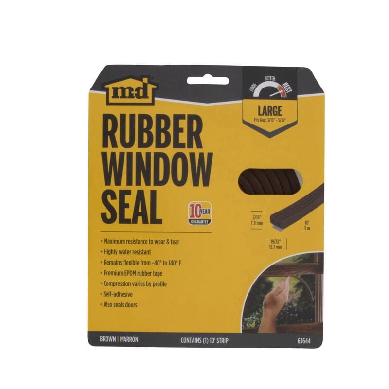 M-D Building Products 63644 Brown EPDM Rubber Foam Weatherstrip For Doors and Windows 10 ft. L X 0.31 in.