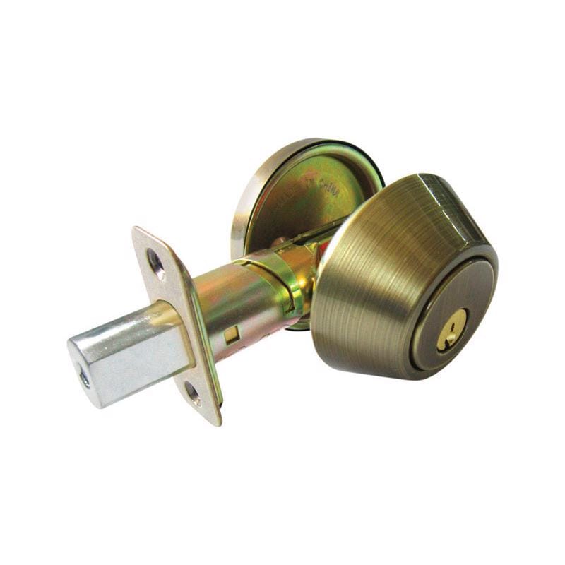 Faultless DL81 Antique Brass Single Cylinder Deadbolt 1-3/4 in in.