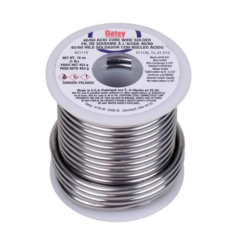 Oatey 21115 Acid Core Wire Solder 0.125 in. D Tin/Lead 40/60 1 pc