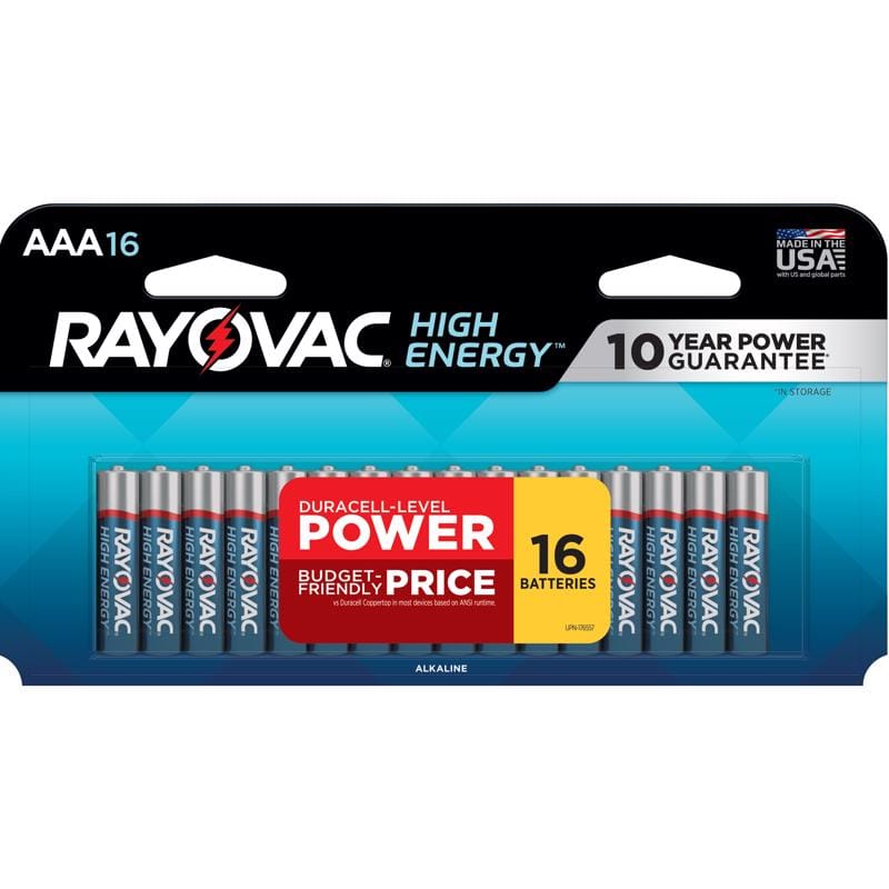 Rayovac 824-16LTK High Energy AAA Alkaline Batteries 16 pk Carded